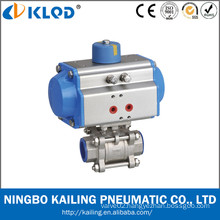 Three pieces stainless steel pneumatic ball valve DN50